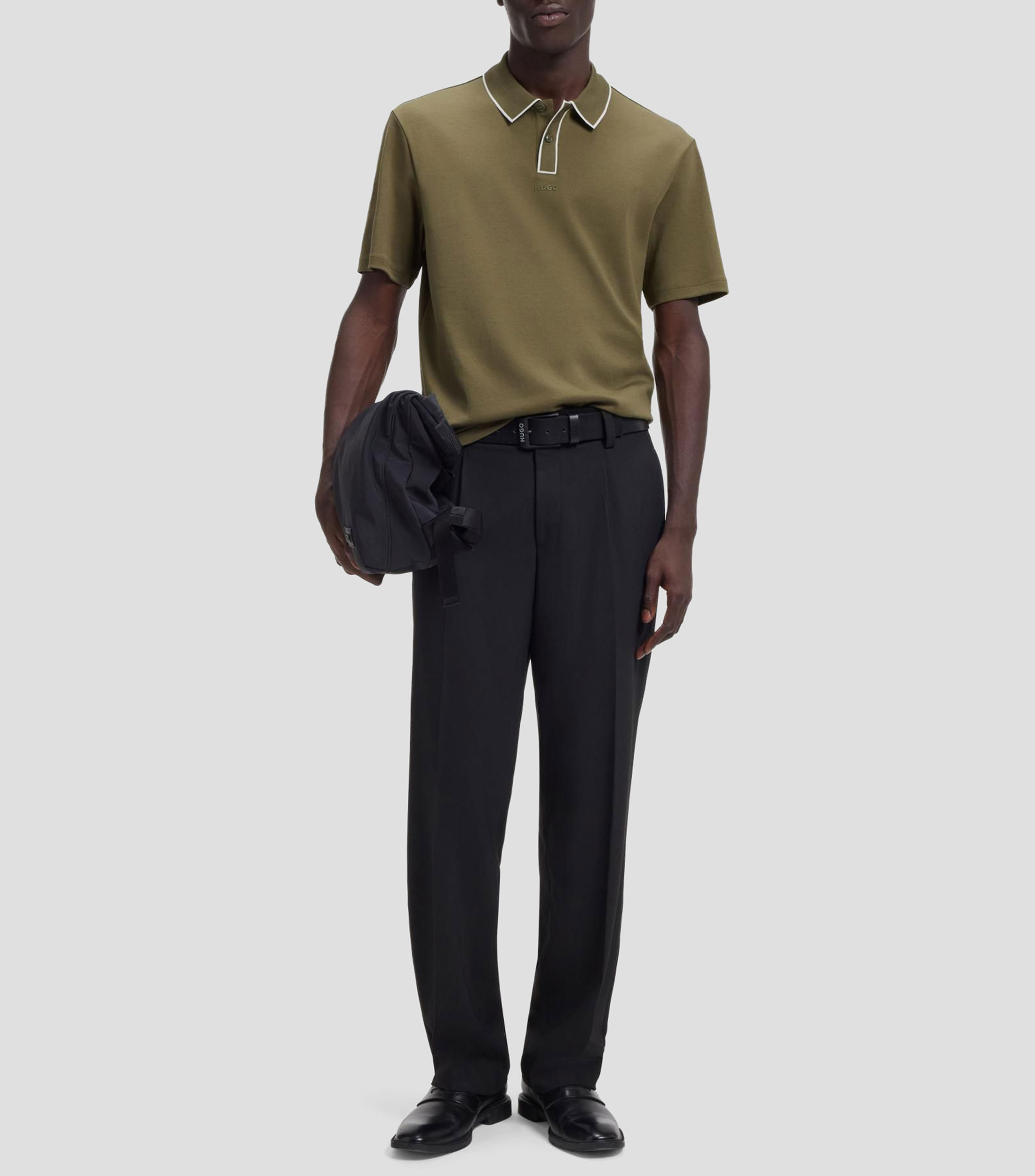 Polo de punto de algodón con ribete en contraste Hombre
